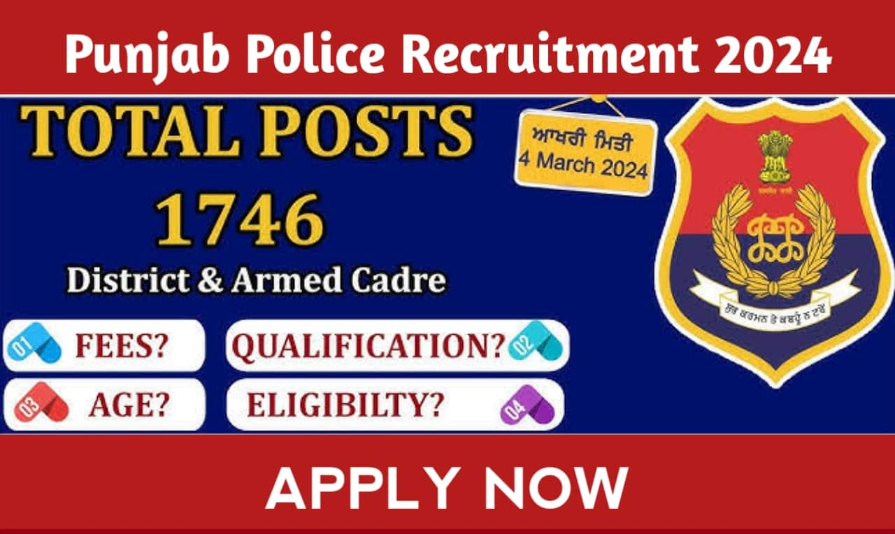 Punjab Police Recruitment 2024 for 1146 Constable Posts, Exam Date Apply Now